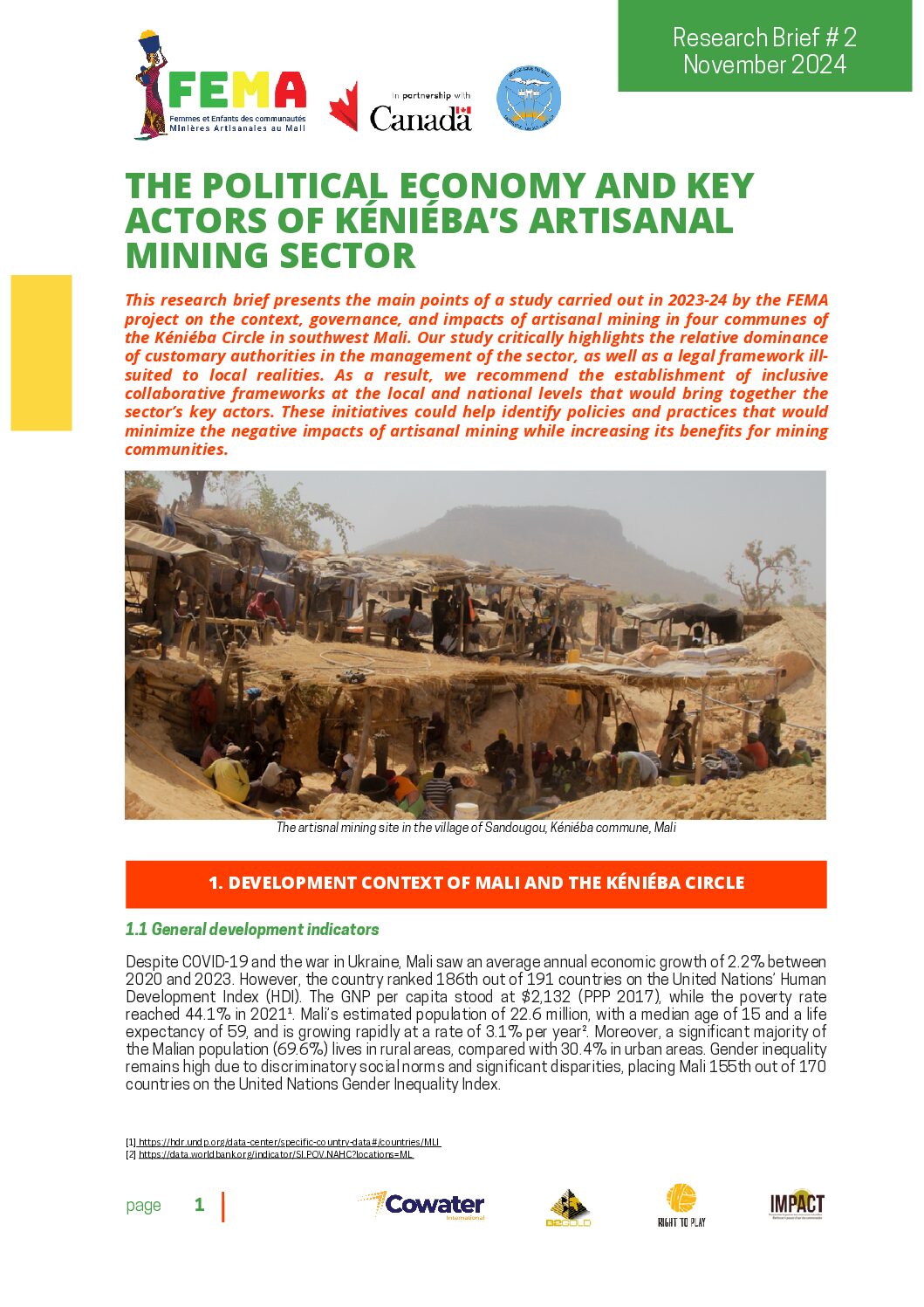 The political economy and keys actor of Kéniéba's artisanal mining sector 